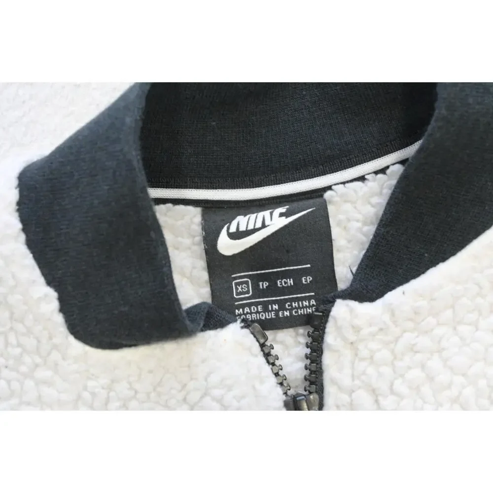Nike Sherpa Jacket Performance Full Zip Black and White‎ Womens Sz XS XSMALL
